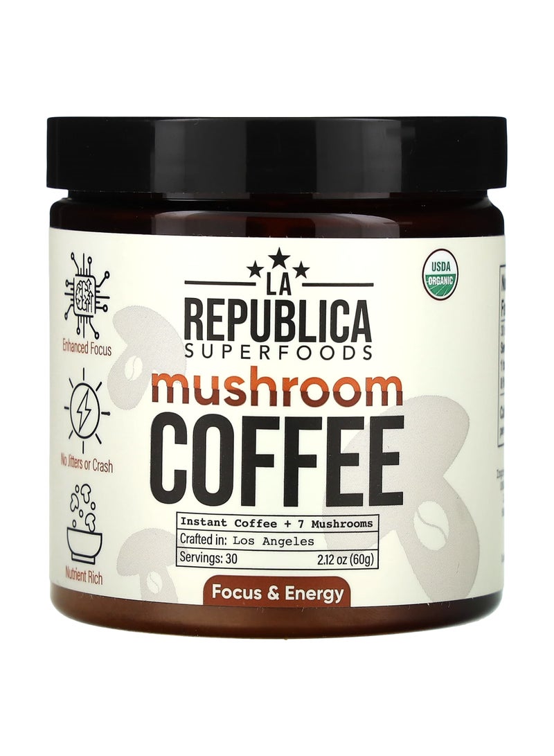 Mushroom Coffee, Instant Coffee + 7 Mushrooms, 2.12 oz (60 g)